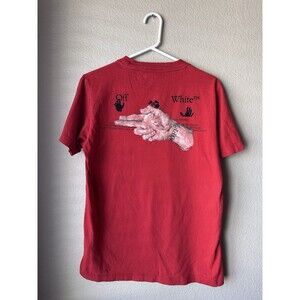 Off-White Main Label Hand Gun Pascal Painting Print T-Shirt Red Men’s Size Small